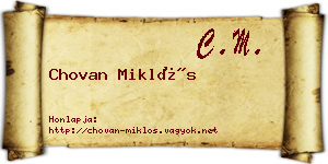 Chovan Miklós névjegykártya
